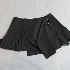 Zara Skirt Womens Size XL Black Pleated Mini Buckle Detail Clubwear